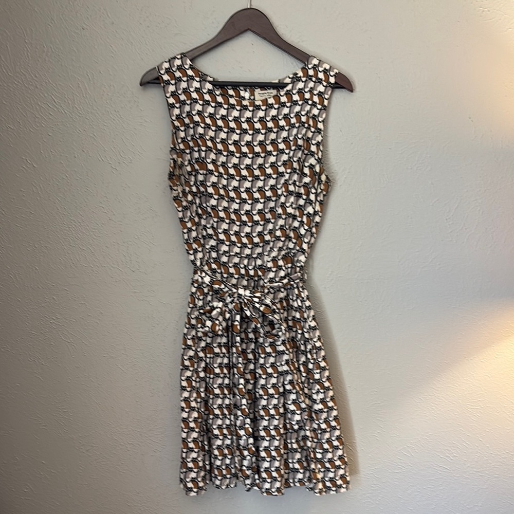 People Tree Abstract Cat Sleeveless Patterned Dress